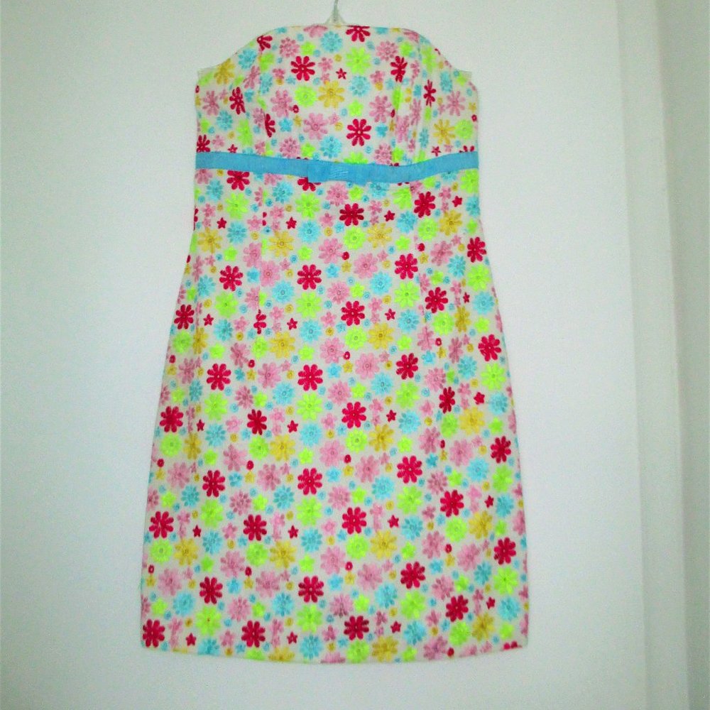 Lilly Pulitzer: Summer, Floral, Embroidered w/bow, Strapless Mini Dress,